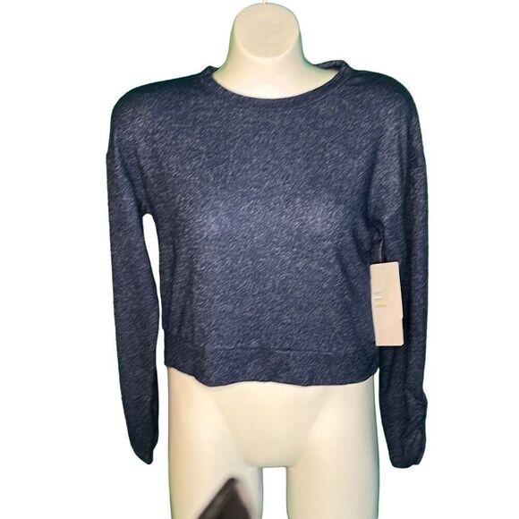 Zella Girls Blue Ling Sleeve Crop Top Small - Picture 1 of 11
